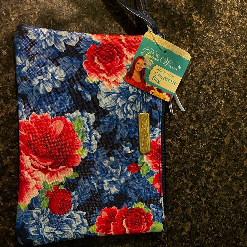 The Pioneer Woman Floral Cosmetic Bag - Blue and Red